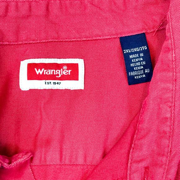 Wrangler Red Cotton Blend Short Sleeve Button-Up - 2XL - Picture 8 of 9